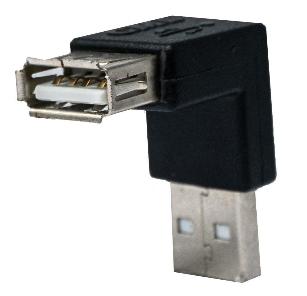 USB 2.0 Adapter Typ A Stecker zu Buchse Winkel Kabel in Schwarz | System-S