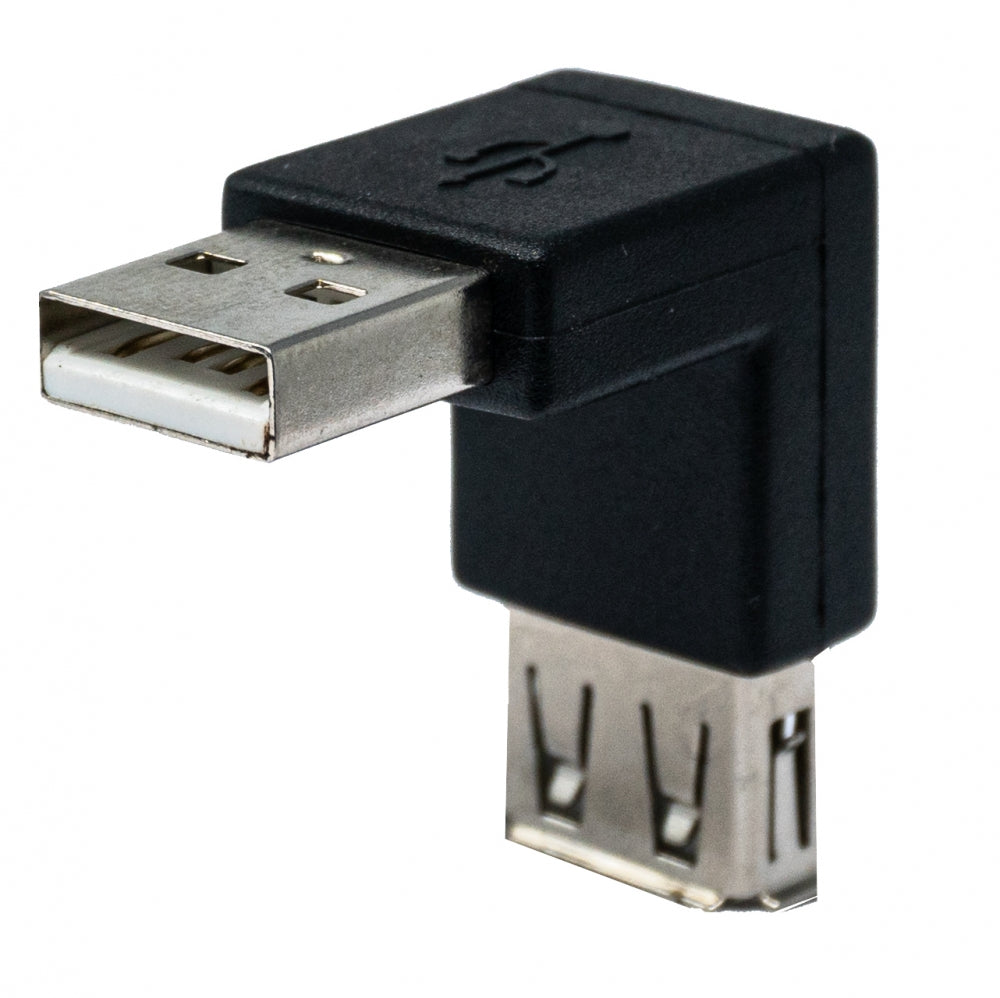 USB 2.0 Adapter Typ A Stecker zu Buchse Winkel Kabel in Schwarz | System-S