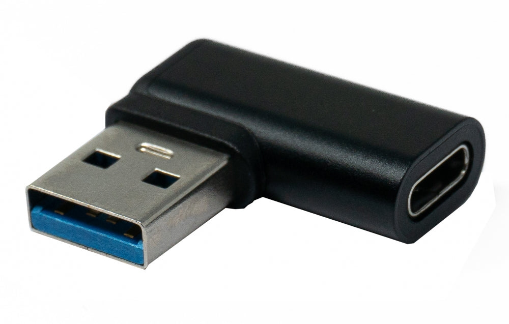 USB 3.1 Adapter Typ C Buchse zu 3.0 Typ A Stecker Winkel Kabel in Schwarz | System-S