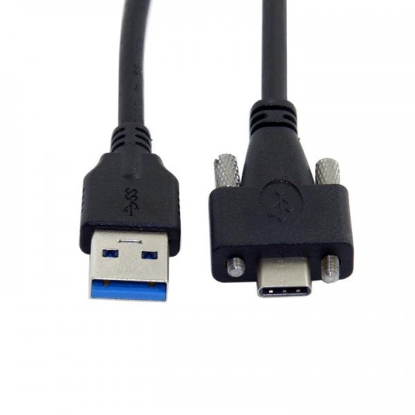 USB 3.1 Kabel 3 m Typ C Stecker zu 3.0 Typ A Stecker Schraube in Schwarz | System-S