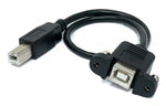USB 2.0 Kabel 30 cm Typ B Stecker zu Buchse mit Schraube in Schwarz | System-S