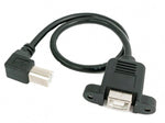 USB 2.0 Kabel 30 cm Typ B Stecker zu Buchse mit Schraube Winkel Schwarz | System-S
