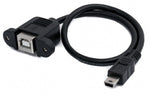 USB 2.0 Kabel 30 cm Typ B Buchse zu Mini Stecker mit Schraube in Schwarz | System-S