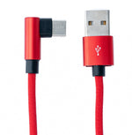 USB 3.1 Kabel 100 cm Typ C Stecker zu 2.0 A Stecker Winkel geflochten in Rot | System-S