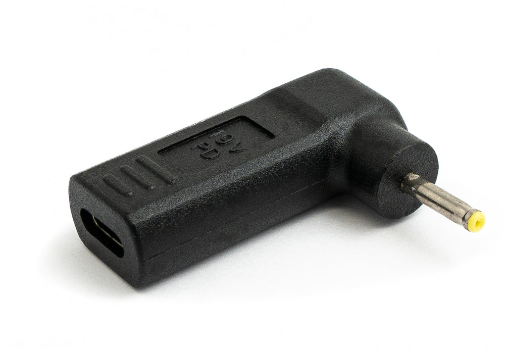 USB 3.1 Adapter Typ C Buchse zu DC 20V 5,5 x 2,5 mm Stecker Winkel Kabel Schwarz | System-S