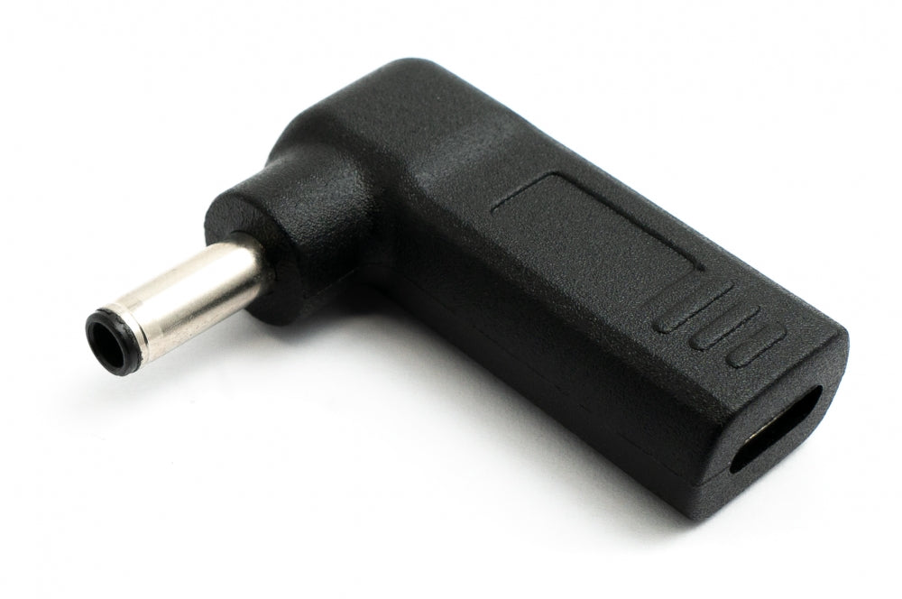 USB 3.1 Adapter Typ C Buchse zu DC 20V 4,5 x 3,0 mm Stecker Winkel Kabel Schwarz | System-S