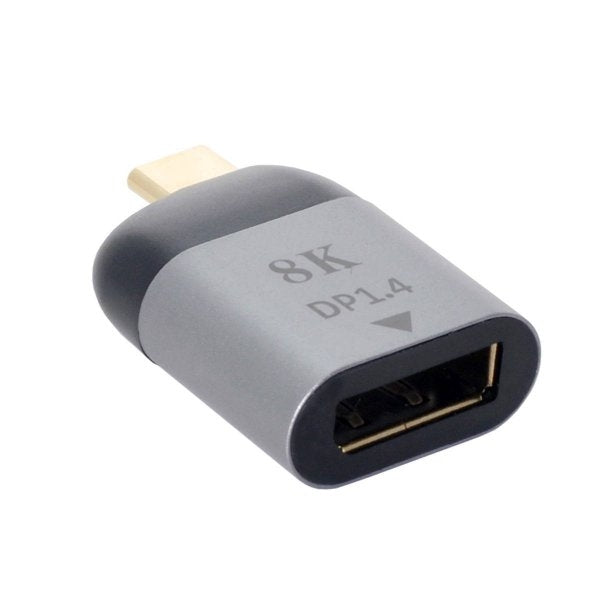 DisplayPort 1.4 Adapter Buchse zu USB 3.1 Typ C Stecker Kabel in Grau | System-S