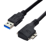 USB 3.0 Kabel 120 cm Typ A Stecker zu Micro B Stecker Winkel Schraube in Schwarz | System-S