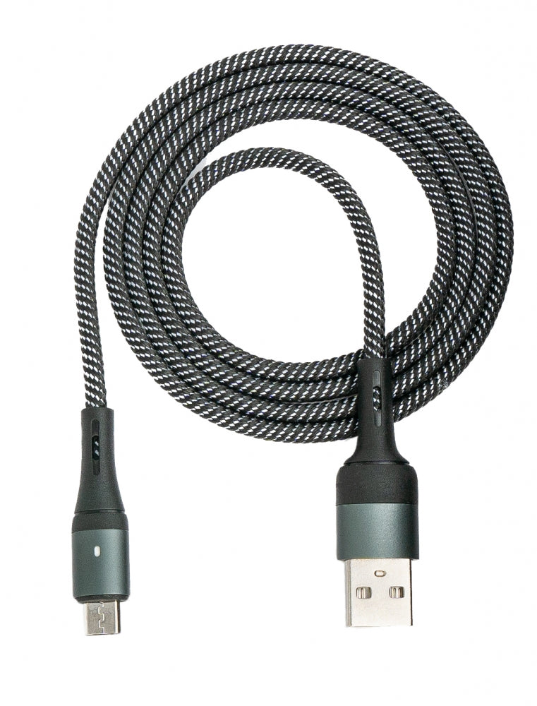 USB 2.0 Kabel 1m Micro B Stecker zu 2.0 Typ A Stecker geflochten Schwarz | System-S