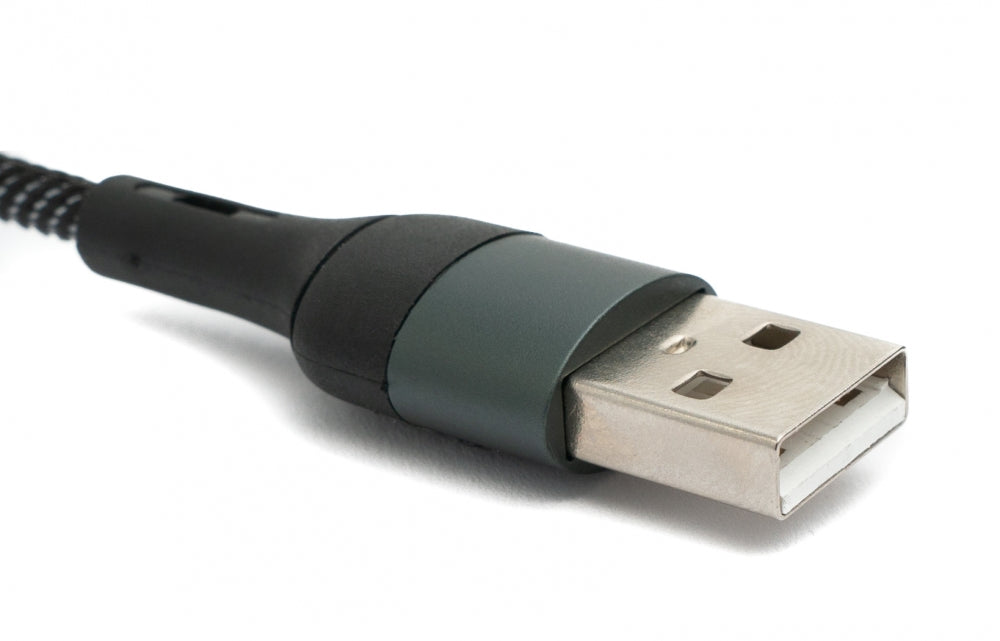 USB 2.0 Kabel 1m Micro B Stecker zu 2.0 Typ A Stecker geflochten Schwarz | System-S