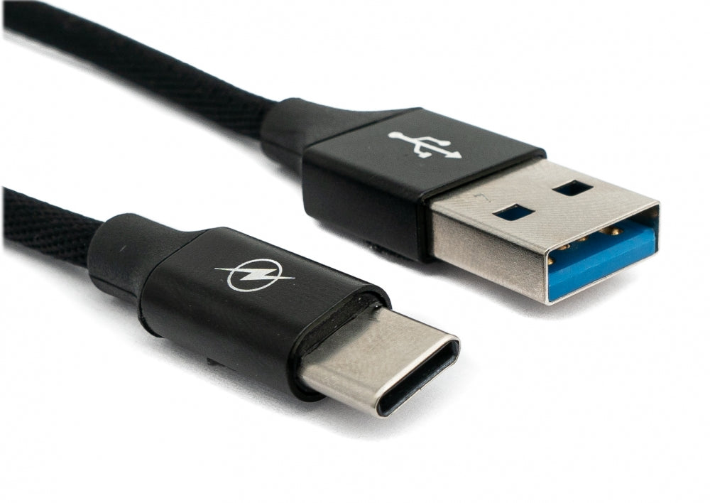 USB 3.1 Kabel 1 m Typ C Stecker zu 3.0 Typ A Stecker geflochten Schwarz | System-S