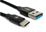 USB 3.1 Kabel 1 m Typ C Stecker zu 3.0 Typ A Stecker geflochten Schwarz | System-S