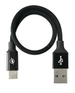 USB 3.1 Kabel 25cm Typ C Stecker zu 30 Typ A Stecker geflochten Adapter Schwarz | System-S