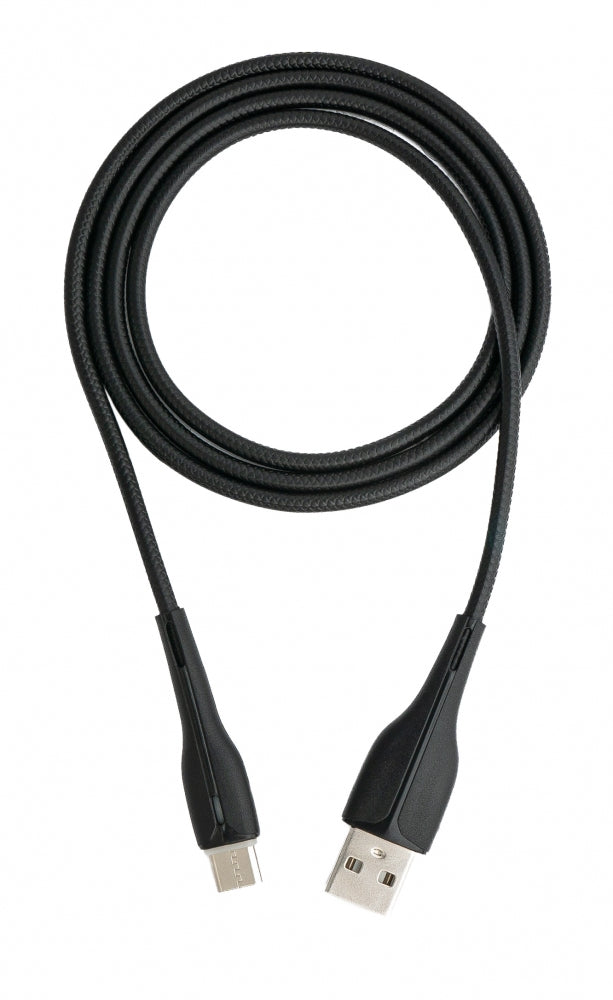 USB 3.1 Kabel 1 m Typ C Stecker zu 2.0 Typ A Stecker geflochten in Schwarz | System-S