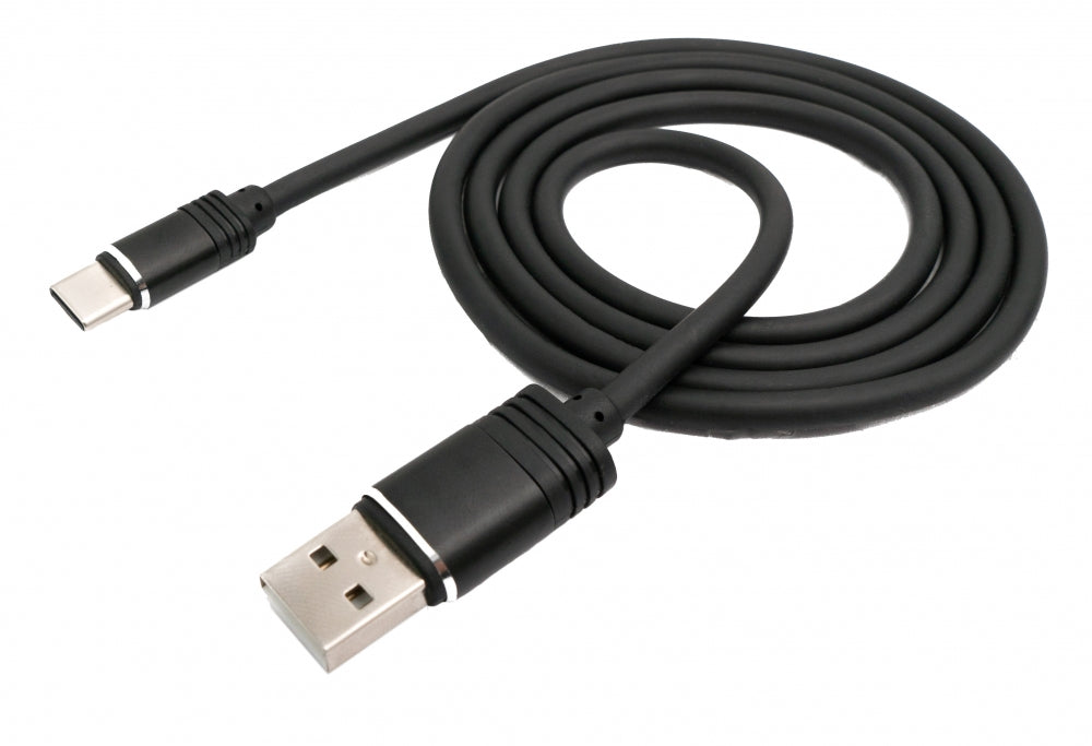 USB 3.1 Kabel 1 m Typ C Stecker zu 2.0 Typ A Stecker aus TPE in Schwarz | System-S