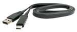 USB 3.1 Kabel 1 m Typ C Stecker zu 2.0 Typ A Stecker austauschbar flach Schwarz | System-S