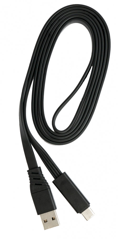 USB 3.1 Kabel 1 m Typ C Stecker zu 2.0 Typ A Stecker austauschbar flach Schwarz | System-S