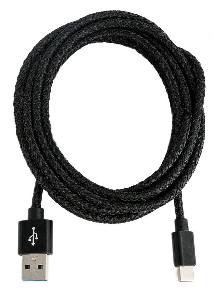 USB 3.1 Kabel 2 m Typ C Stecker zu 3.0 Typ A Stecker geflochten Schwarz | System-S