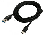 USB 3.1 Kabel 2 m Typ C Stecker zu 3.0 Typ A Stecker geflochten Schwarz | System-S