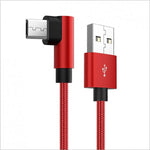 USB 2.0 Kabel 25 cm Micro B Stecker zu 2.0 A Stecker Winkel geflochten in Rot | System-S