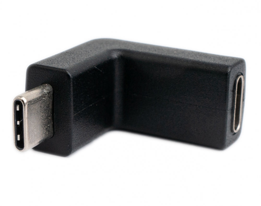 USB 3.1 Adapter Typ C Stecker zu Buchse Winkel Kabel in Schwarz | System-S
