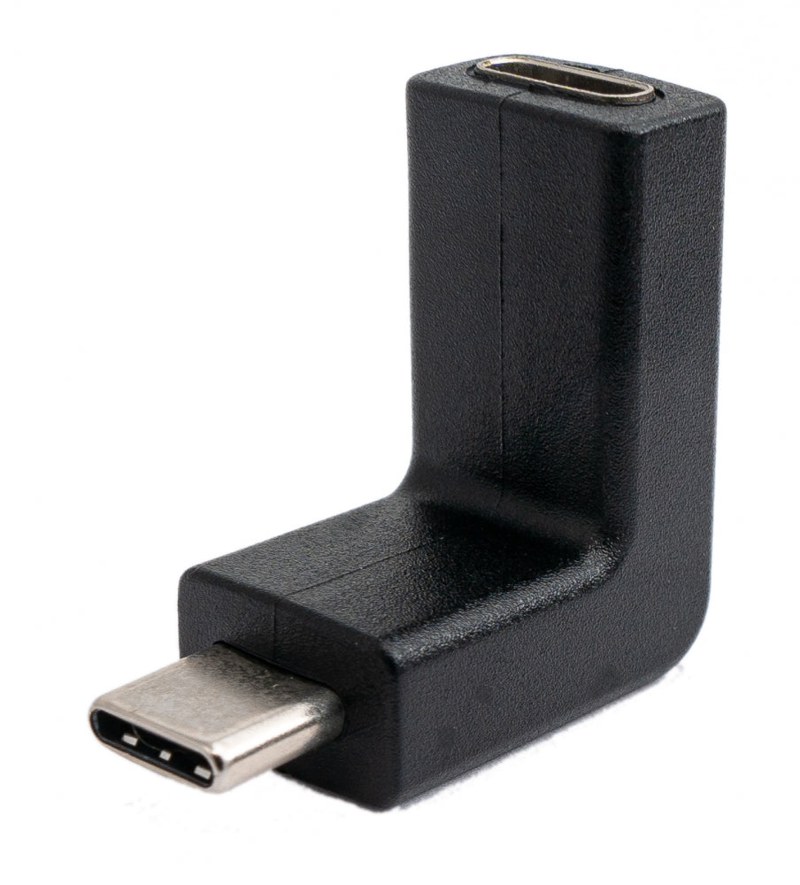 USB 3.1 Adapter Typ C Stecker zu Buchse Winkel Kabel in Schwarz | System-S