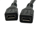 USB 2.0 OTG Kabel 30 cm Micro B Buchse zu Buchse in Schwarz | System-S