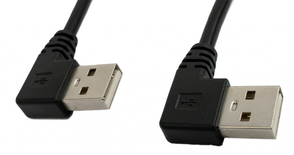 USB 2.0 Kabel 30 cm Typ A Stecker zu Stecker Winkel in Schwarz | System-S