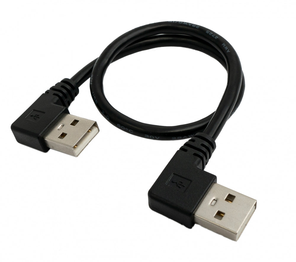 USB 2.0 Kabel 30 cm Typ A Stecker zu Stecker Winkel in Schwarz | System-S