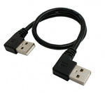 USB 2.0 Kabel 30 cm Typ A Stecker zu Stecker Winkel in Schwarz | System-S