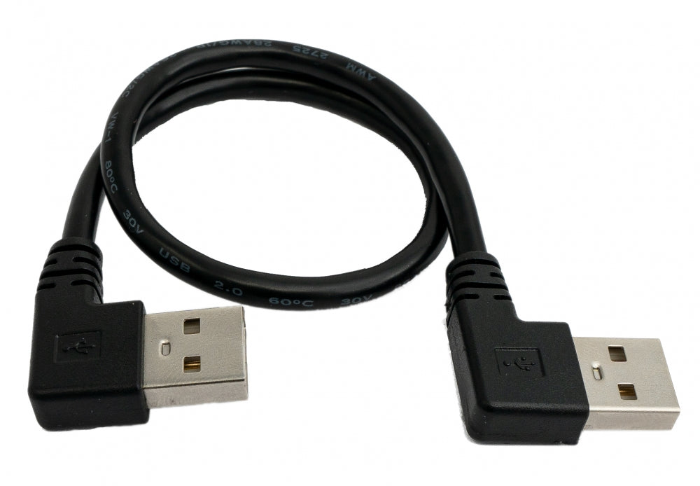 USB 2.0 Kabel 30 cm Typ A Stecker zu Stecker Winkel in Schwarz | System-S