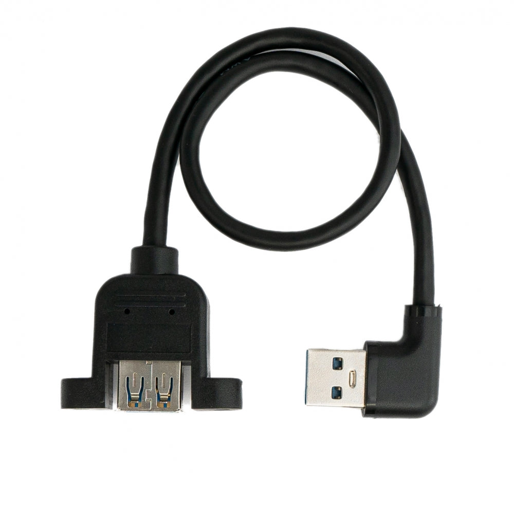 USB 3.0 Kabel 30 cm Typ A Buchse zu Stecker Schraube Winkel Schwarz | System-S