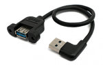 USB 3.0 Kabel 30 cm Typ A Buchse zu Stecker Schraube Winkel Schwarz | System-S