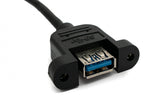 USB 3.0 Kabel 30 cm Typ A Buchse zu Stecker Schraube Winkel Schwarz | System-S