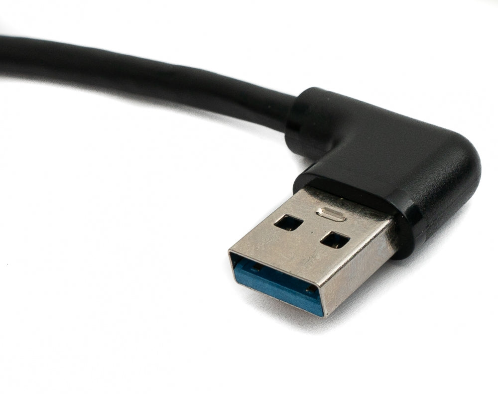USB 3.0 Kabel 30 cm Typ A Buchse zu Stecker Schraube Winkel Schwarz | System-S
