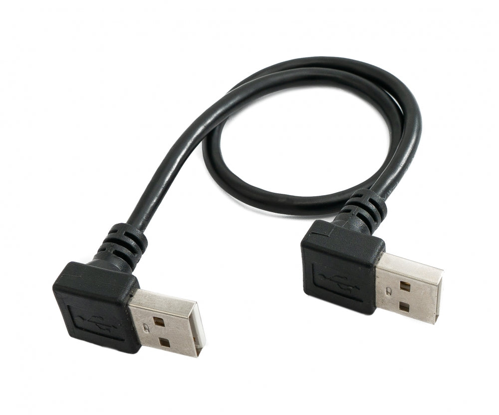 USB 2.0 Kabel 30 cm Typ A Stecker zu Stecker Winkel in Schwarz | System-S
