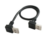 USB 2.0 Kabel 30 cm Typ A Stecker zu Stecker Winkel in Schwarz | System-S