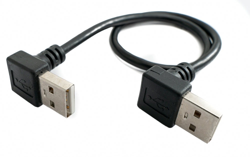 USB 2.0 Kabel 30 cm Typ A Stecker zu Stecker Winkel in Schwarz | System-S