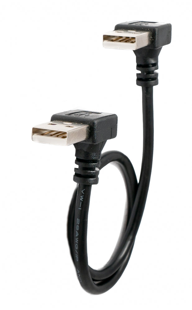 USB 2.0 Kabel 30 cm Typ A Stecker zu Stecker Winkel in Schwarz | System-S