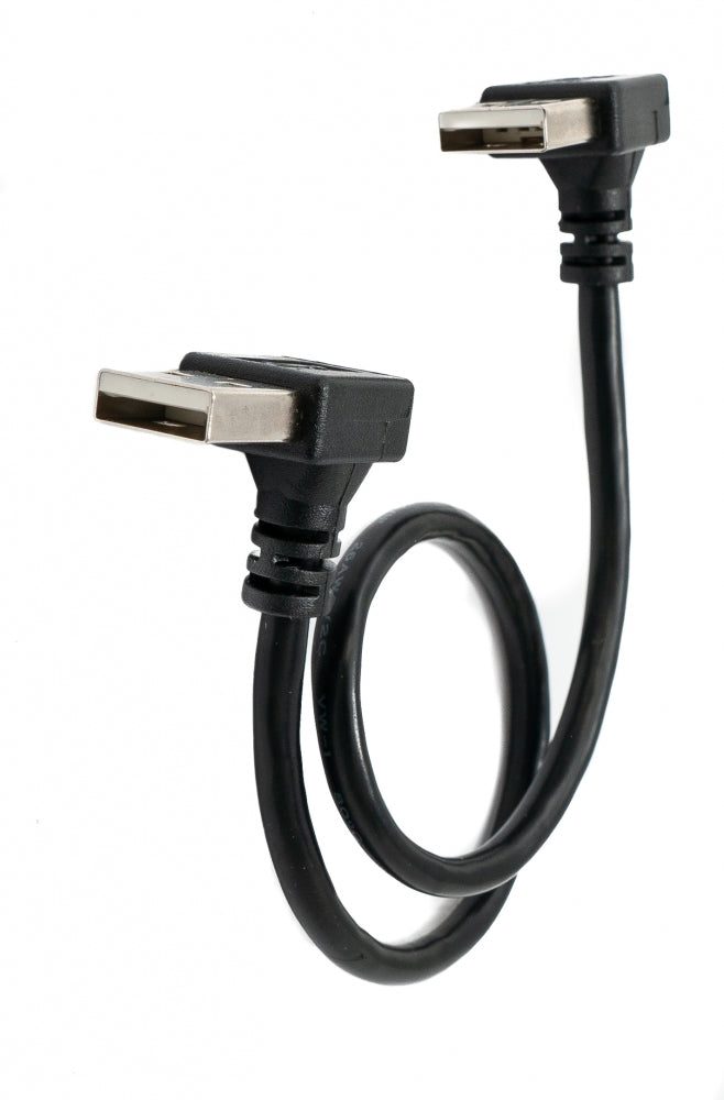 USB 2.0 Kabel 30 cm Typ A Stecker zu Stecker Winkel in Schwarz | System-S
