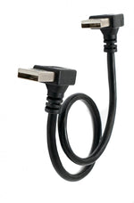 USB 2.0 Kabel 30 cm Typ A Stecker zu Stecker Winkel in Schwarz | System-S