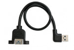 USB 3.0 Kabel 30 cm Typ A Buchse zu Stecker Schraube Winkel Schwarz | System-S