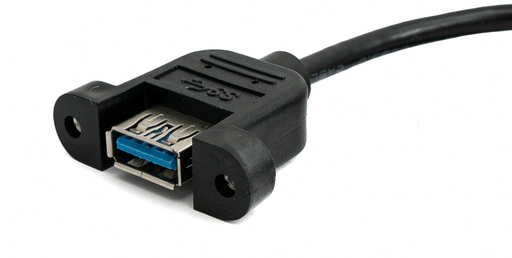 USB 3.0 Kabel 30 cm Typ A Buchse zu Stecker Schraube Winkel Schwarz | System-S