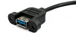 USB 3.0 Kabel 30 cm Typ A Buchse zu Stecker Schraube Winkel Schwarz | System-S
