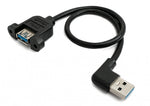 USB 3.0 Kabel 30 cm Typ A Buchse zu Stecker Schraube Winkel Schwarz | System-S