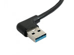 USB 3.0 Kabel 30 cm Typ A Buchse zu Stecker Schraube Winkel Schwarz | System-S