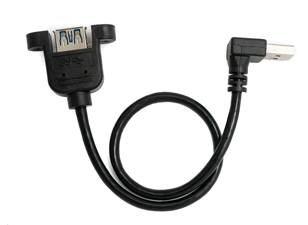 USB 3.0 Kabel 30 cm Typ A Buchse zu Stecker Schraube Winkel Schwarz