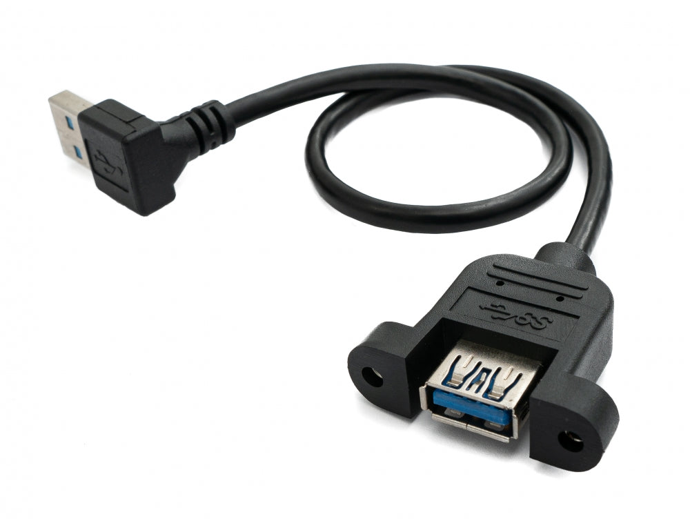 USB 3.0 Kabel 30 cm Typ A Buchse zu Stecker Schraube Winkel Schwarz