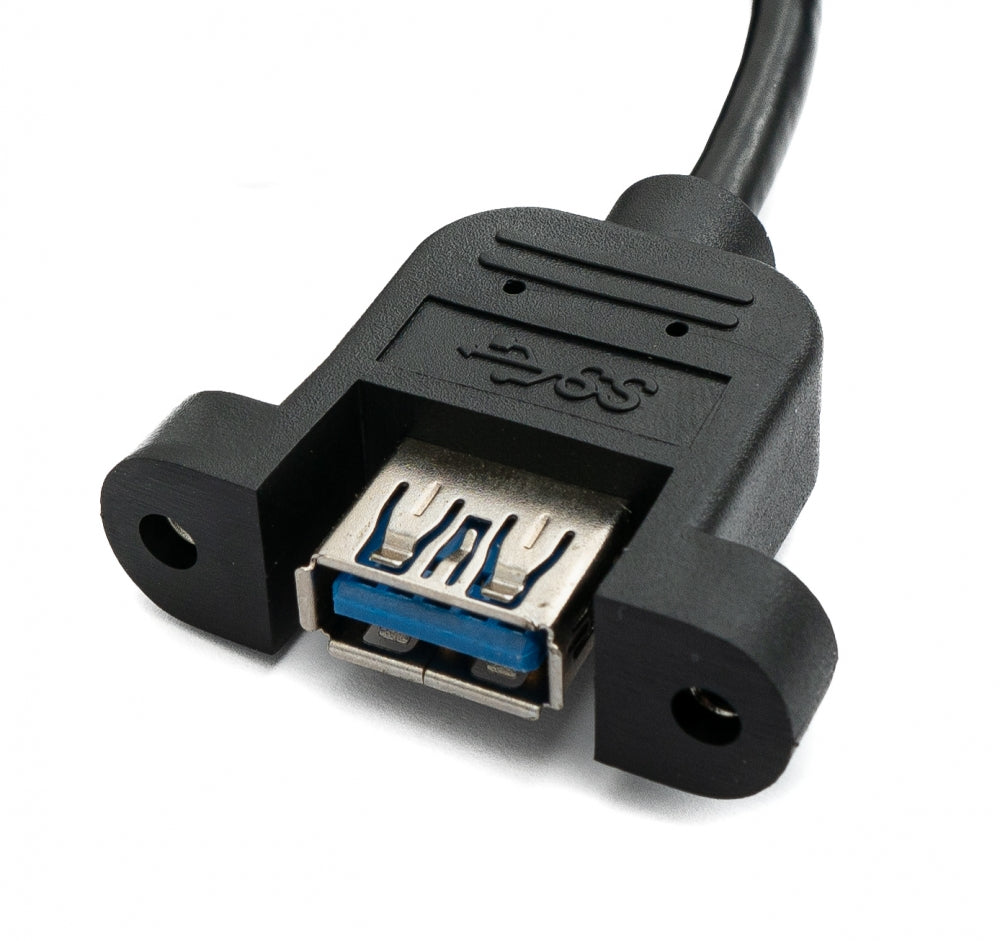 USB 3.0 Kabel 30 cm Typ A Buchse zu Stecker Schraube Winkel Schwarz