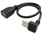 USB 2.0 Kabel 30 cm Typ A Stecker zu Buchse Winkel in Schwarz | System-S